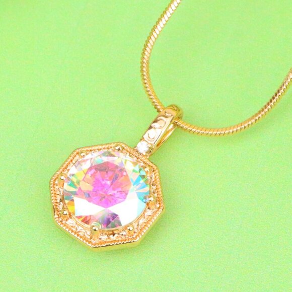 "Gold-Plated Iridescent Pendant – Radiant Glow, XPPT1392 - Picture 1 of 12